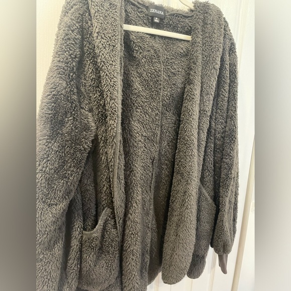 grey super soft teddy cardigan - Picture 3 of 9